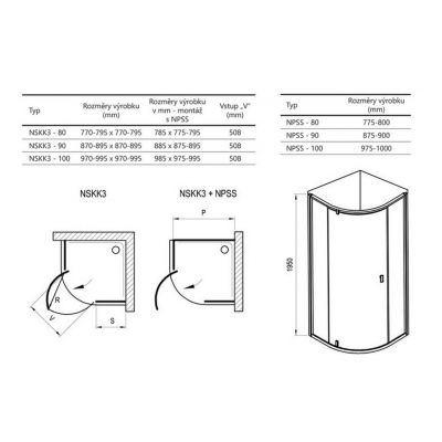 Ravak Nexty kabina prysznicowa 100x100 cm półokrągła czarny mat/szkło przezroczyste 3O6AA300Z1