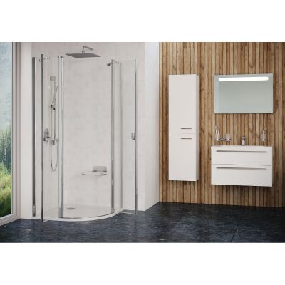 Ravak Chrome CSKK4-80 kabina prysznicowa 80x80 cm półokrągła polerowane aluminium/szkło przezroczyste 3Q140C00Z1
