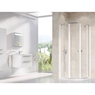 Ravak Chrome CSKK4-90 kabina prysznicowa 90x90 cm półokrągła biała/szkło przezroczyste 3Q170100Z1