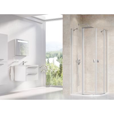 Ravak Chrome CSKK4-90 kabina prysznicowa 90x90 cm półokrągła satyna/szkło przezroczyste 3Q170U00Z1