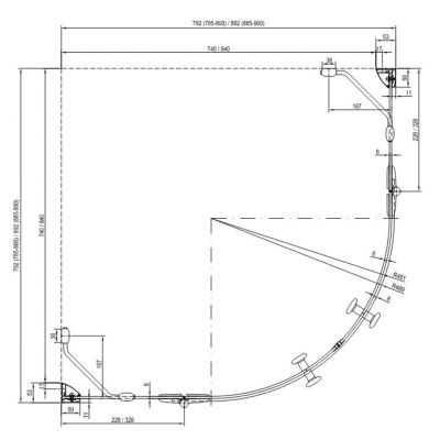 Ravak SmartLine SMSKK4-80 kabina prysznicowa 80x80 cm półokrągła czteroczęściowa chrom/szkło przezroczyste 3S244A00Y1