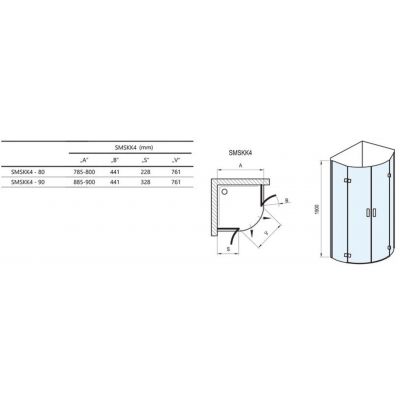 Ravak SmartLine SMSKK4-90 kabina prysznicowa 90x90 cm półokrągła czteroczęściowa chrom/szkło przezroczyste 3S277A00Y1