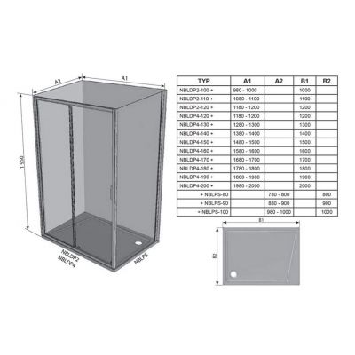 Ravak Blix II ścianka prysznicowa NBLPS 100 cm czarny mat/szkło przezroczyste 9BMA0300Z1