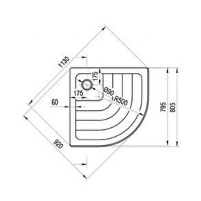 Ravak Kaskada Ronda-80 EX brodzik 80x80 cm półokrągły biały A204001320