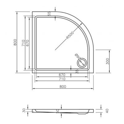 Ravak Ronda Basic LA-80 brodzik 80x80 cm półokrągły biały GPX2240129