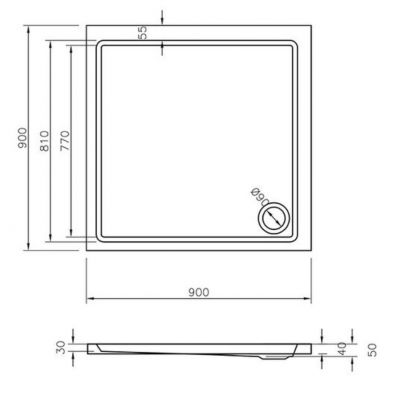 Ravak Angela Basic LA brodzik 90x90 cm kwadratowy biały GPX2240134