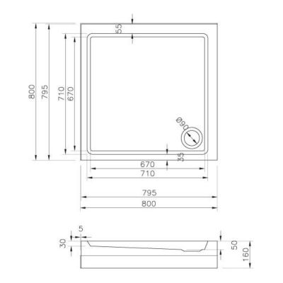 Ravak Angela brodzik kwadratowy 80x80 cm biały GPX2240135