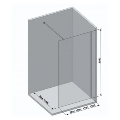 Ravak Walk in Wall Air ścianka prysznicowa walk-in 100 czarna szkło przezroczyste GW9WA0300Z1C