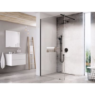 Ravak Walk-In Wall SET ścianka prysznicowa walk-in 110 cm czarny mat/szkło przezroczyste GW9WD030SZ1