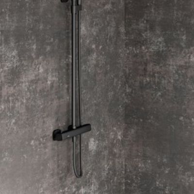 Ravak 10° Free Black zestaw prysznicowy ścienny termostatyczny z deszczownicą czarny mat X070160