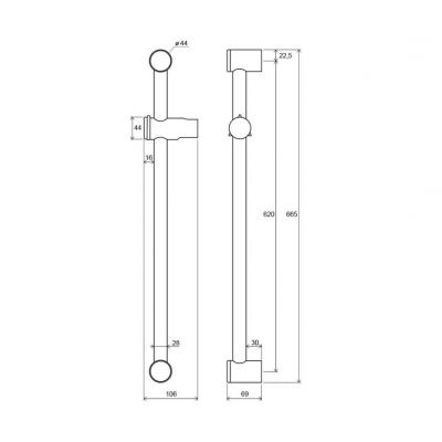 Ravak Drążki i uchwyty prysznicowe drążek prysznicowy 66,5 X07P012