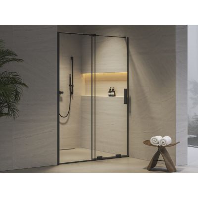 Ravak Roll RODP2 drzwi prysznicowe 140 cm rozsuwane czarny mat/szkło przezroczyste X08VM0300Z1