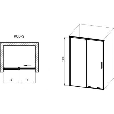 Ravak Roll RODP2 drzwi prysznicowe 140 cm rozsuwane chrom połysk/szkło przezroczyste X08VM0C00Z1