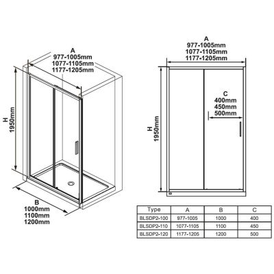Ravak Blix Slim BLSDP2-120 drzwi prysznicowe 120 cm aluminium połysk/szkło przezroczyste X0PMG0C00Z1