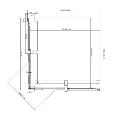 Ravak Roll RORV2 kabina prysznicowa 80x80 cm kwadratowa czarny mat/szkło przezroczyste X14V40300Z1