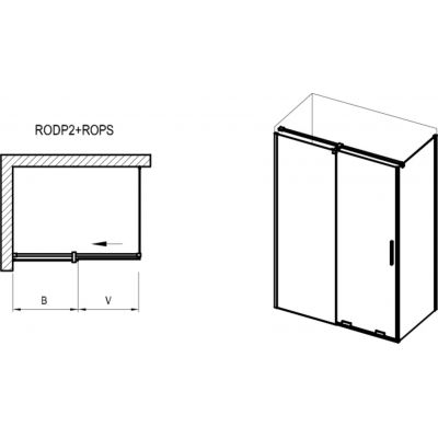 Ravak Roll ROPS ścianka prysznicowa 90 cm czarny mat/szkło przezroczyste X90V70300Z1