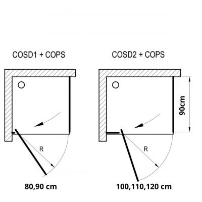 Ravak Cool! COPS-90 ścianka prysznicowa 90 cm stała czarny mat/szkło przezroczyste X9VV70300Z1