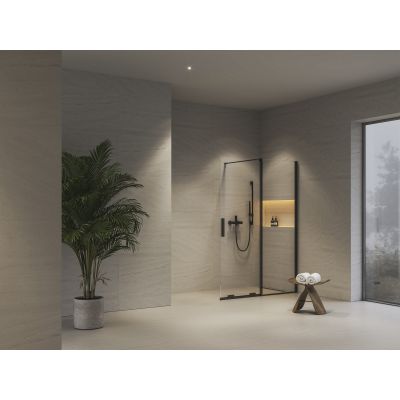 Ravak Roll ścianka prysznicowa walk-in 120 cm czarny mat/szkło przezroczyste X9WVG0300Z1