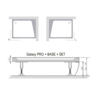 Ravak Galaxy Gigant Pro SET panel do brodzika 120x80 cm lewy biały XA83GL01010