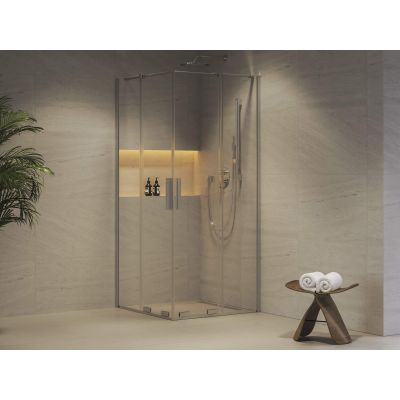 Ravak Roll RORV2 kabina prysznicowa 80x80 cm kwadratowa czarny mat/szkło przezroczyste X14V40300Z1