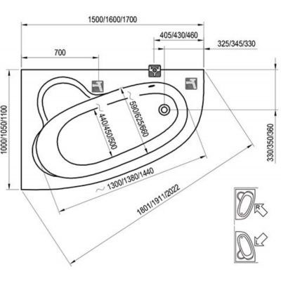 Ravak Asymmetric wanna narożna 150x100 cm lewa biała C441000000