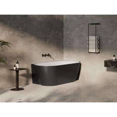 Ravak Freedom Corner II Tec wanna narożna 175x86 cm owalna prawa biały/czarna CC81700000