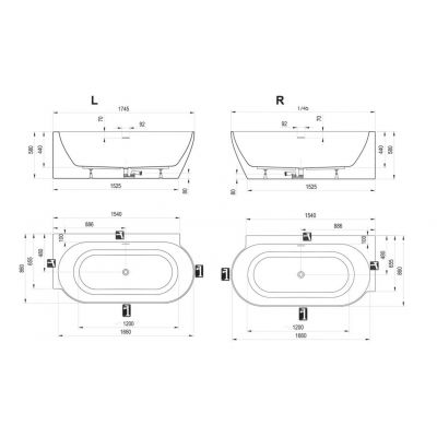 Ravak Freedom Corner II Tec Lewa wanna narożna 175x86 cm owalna biały/smoke grey CC91500000