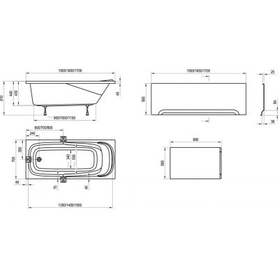 Ravak Vanda II wanna prostokątna 150x70 cm biała CO11000000