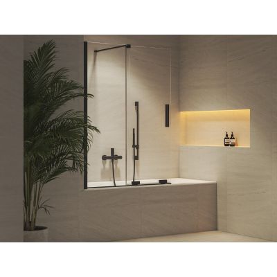 Ravak Roll ROVS2 parawan nawannowy 100 cm 2-częściowy czarny mat/szkło przezroczyste X786A0300Z1