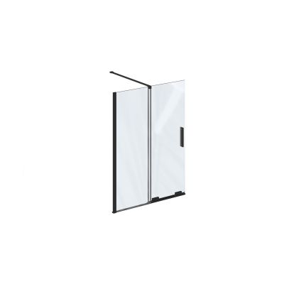 Ravak Roll ROVS2 parawan nawannowy 110 cm 2-częściowy czarny mat/szkło przezroczyste X786D0300Z1