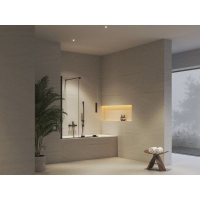 Ravak Roll ROVS2 parawan nawannowy 110 cm 2-częściowy czarny mat/szkło przezroczyste X786D0300Z1