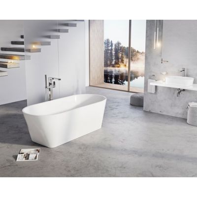 Ravak Solo wanna wolnostojąca 178x80 cm owalna z frezowanym przelewem i białym odpływem XC00100050