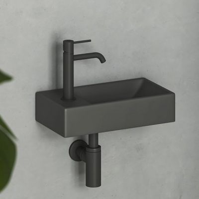 Ravak Veda umywalka 40,8x22,2 cm prostokątna ścienna czarny mat XJXLD240000