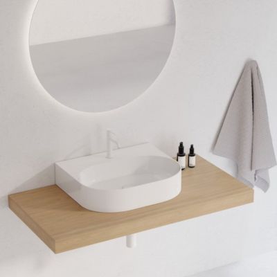 Ravak Ceramic O umywalka 55x45 cm półokrągła nablatowa przyścienna biała XJX01155004