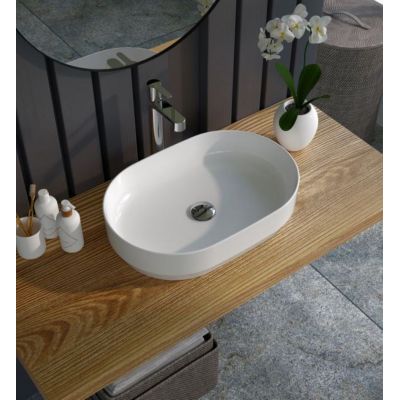 Ravak Zeta Slim umywalka 55x37 cm owalna nablatowa biała XJX01155007