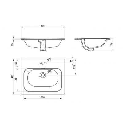 Ravak Chrome umywalka 60,5x49 cm prostokątna meblowa biała XJX01160008