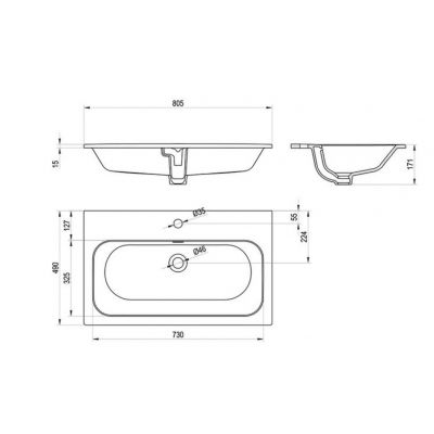 Ravak Chrome umywalka 80,5x49 cm prostokątna meblowa biała XJX01180002