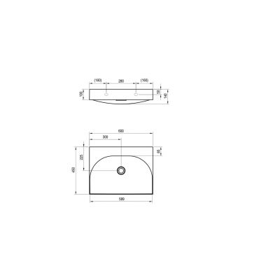 Ravak Lite umywalka 60x45 cm prostokątna meblowa biała XJX01360000