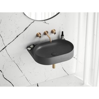 Ravak Yard umywalka 60,5x50 cm półokrągła ścienna antracyt XJX03060000
