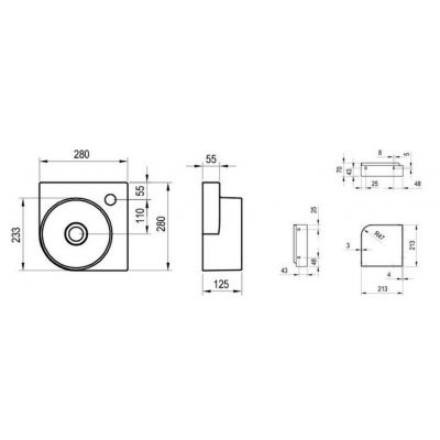 Ravak Yard umywalka 28x28 cm półokrągła ścienna antracyt XJX03228000