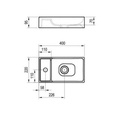 Ravak Veda umywalka 40x22 cm prostokątna meblowa antracyt XJX03240000