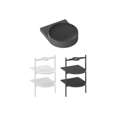 Ravak Yard umywalka 50x40,5 cm półokrągła ścienna antracyt XJX03240002