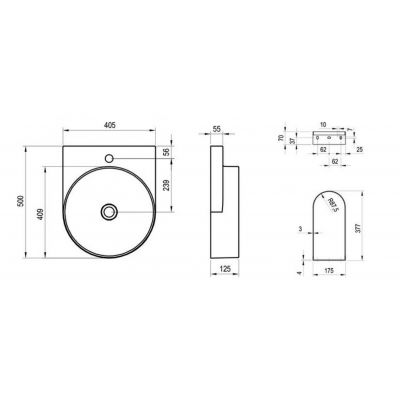 Ravak Yard umywalka 50x40,5 cm półokrągła ścienna antracyt XJX03240002