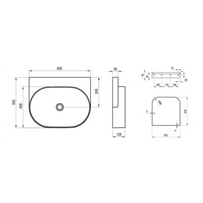 Ravak Yard umywalka 60,5x50 cm półokrągła ścienna grey green XJX08060000