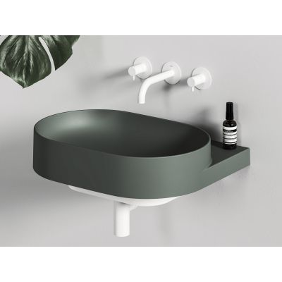 Ravak Yard umywalka 60,5x50 cm półokrągła ścienna grey green XJX08060000