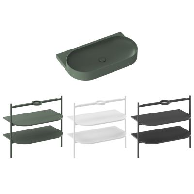 Ravak Yard umywalka 80,5x50 cm półokrągła ścienna grey green XJX08080000