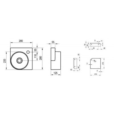 Ravak Yard umywalka 28x28 cm półokrągła ścienna grey green XJX08228000