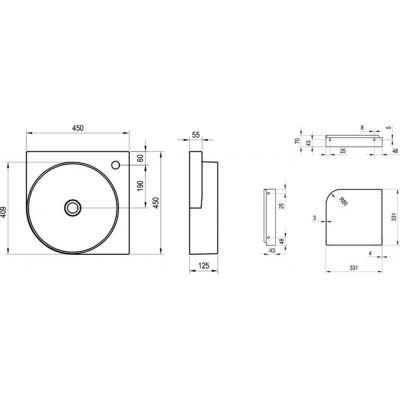 Ravak Yard umywalka 45x45 cm półokrągła ścienna grey green XJX08245000