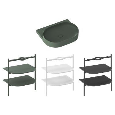 Ravak Yard umywalka 60,5x50 cm półokrągła ścienna grey green XJX08260000