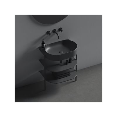Ravak Yard umywalka 60,5x50 cm półokrągła czarna XJX0D060000